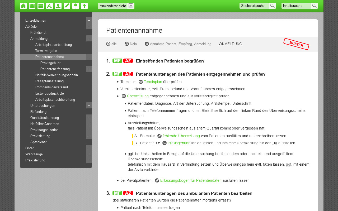 Über Links können Vorlagen direkt in das QM-Handbuch eingebunden werden